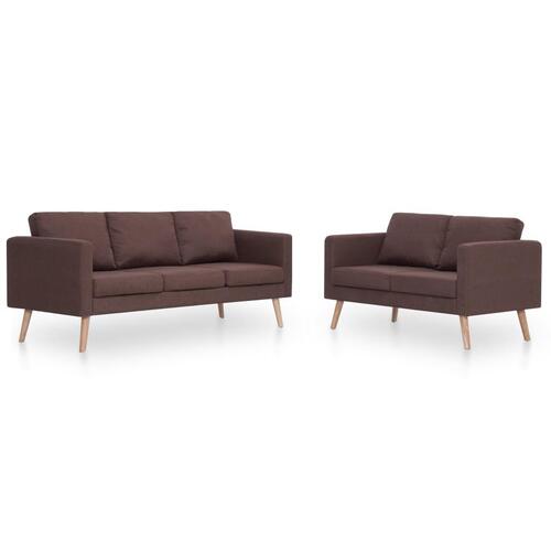 Sofasæt i 2 dele stof brun