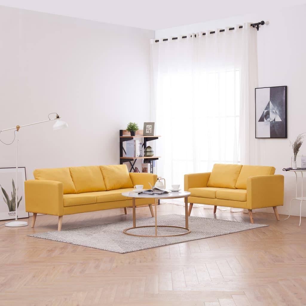 Sofasæt i 2 dele stof gul