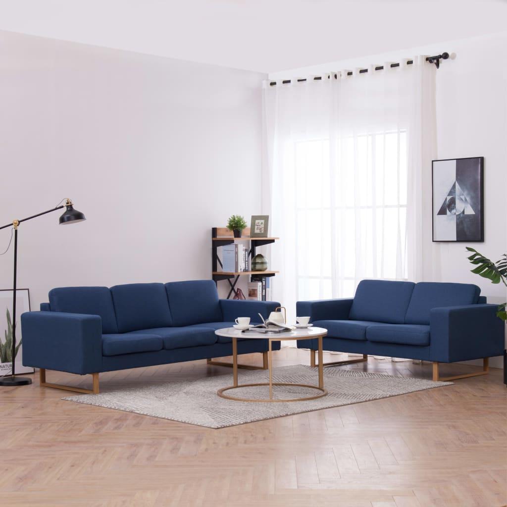 Sofasæt i 2 dele stof blå