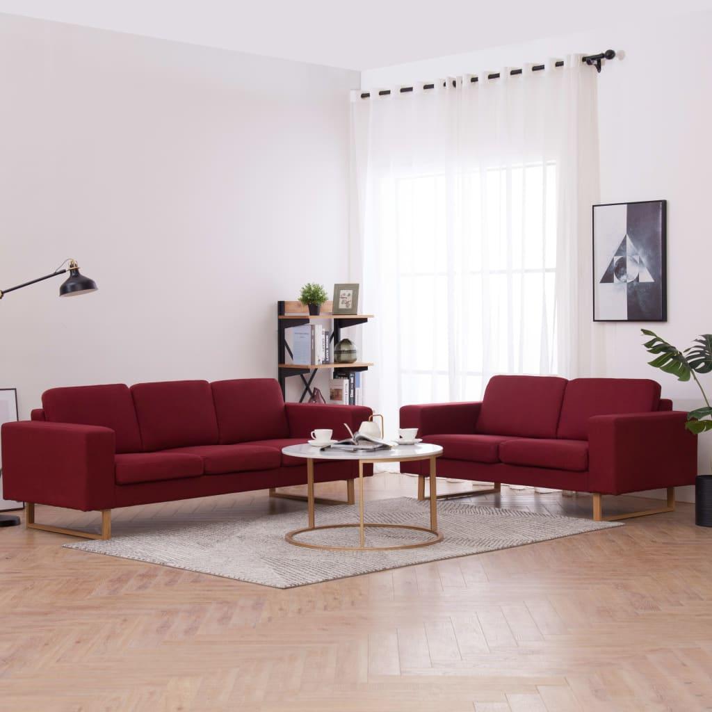 Sofasæt i 2 dele stof vinrød