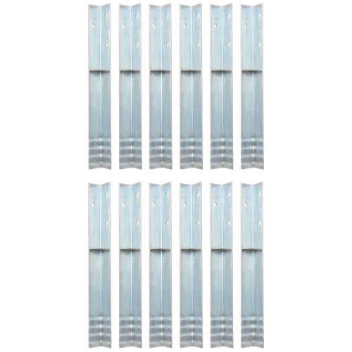 L-formede jordankre 12 stk. galvaniseret stål 5 x 5 x 50 cm