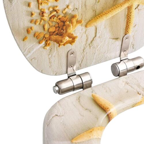 Toiletsæder 2 stk. med soft close-låg MDF søstjernedesign