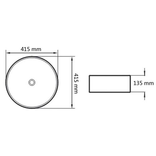 Håndvask rund keramik 41,5 x 13,5 cm hvid