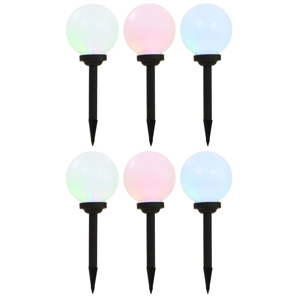 Soldrevne udendørslamper LED 6 stk. 20 cm rund RGB
