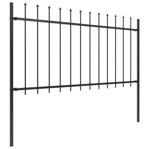 Havehegn med spydtop 13,6 x 1 m sort stål