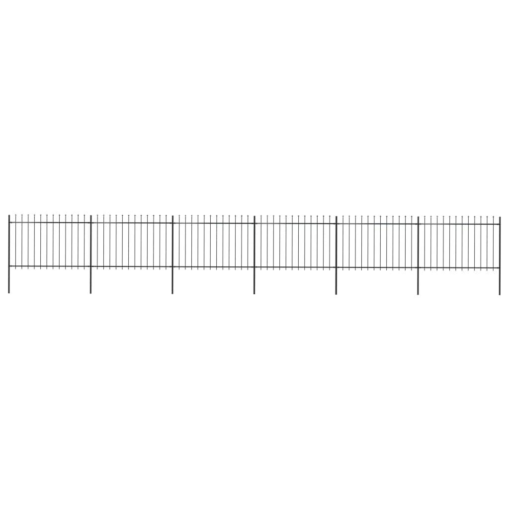 Havehegn med spydtop stål 1070x120 cm sort billede