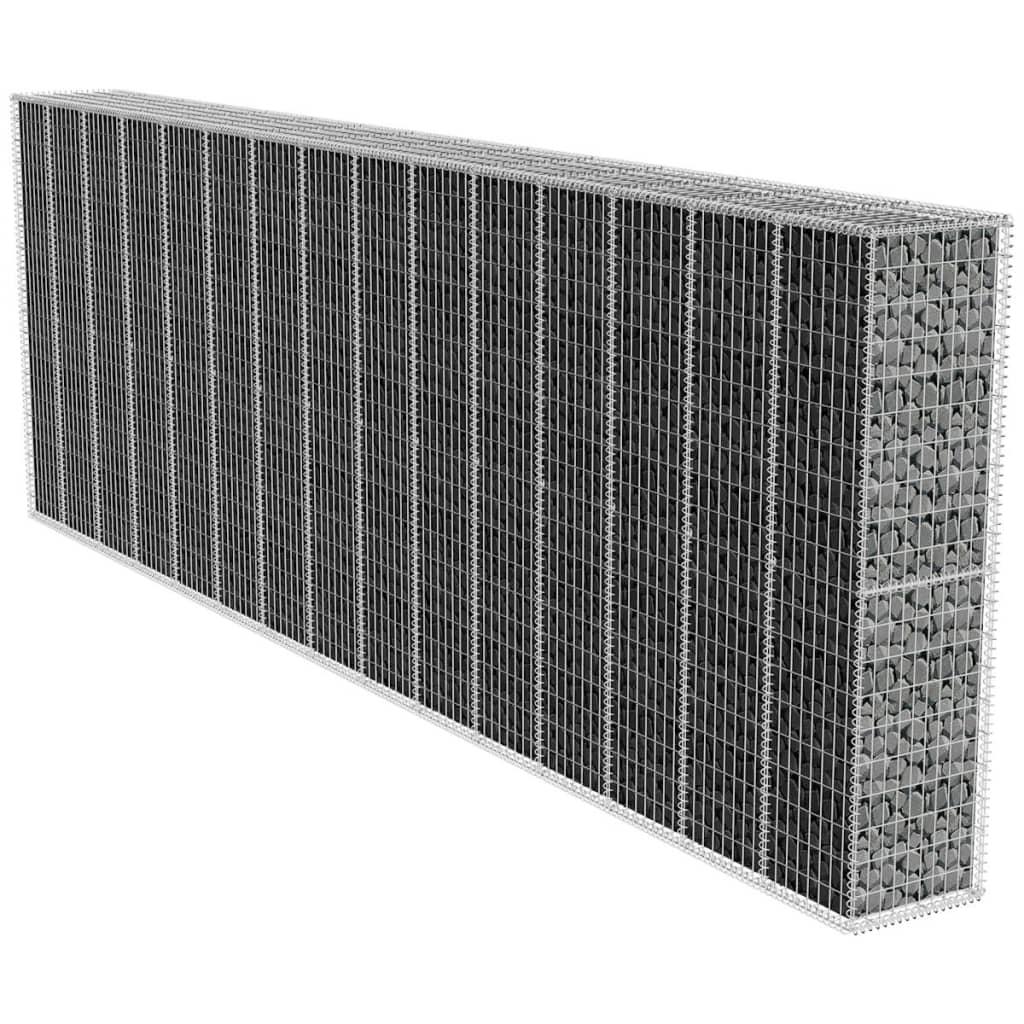 Gabionvæg med dæksel galvaniseret stål 600 x 50 x 200 cm