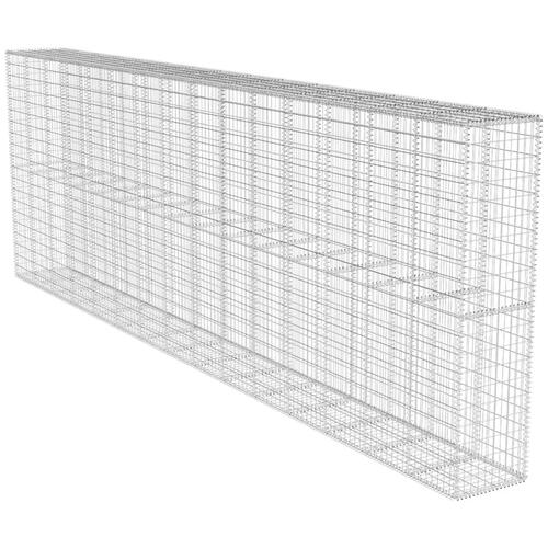 Gabionvæg med dæksel galvaniseret stål 600 x 50 x 200 cm