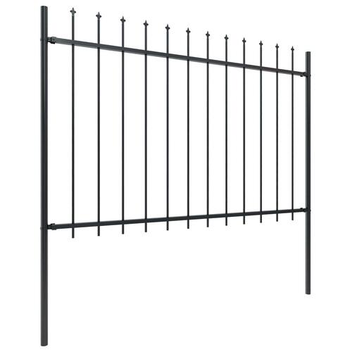Havehegn med spydtop 15,3 x 1,2 m sort stål