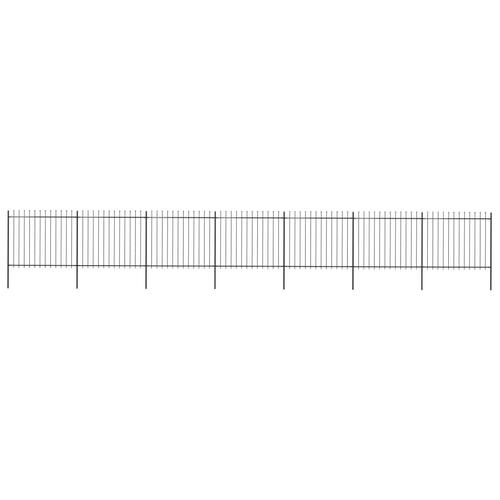 Havehegn med spydtop 11,9 x 1,5 m sort stål
