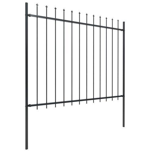 Havehegn med spydtop 11,9 x 1,5 m sort stål