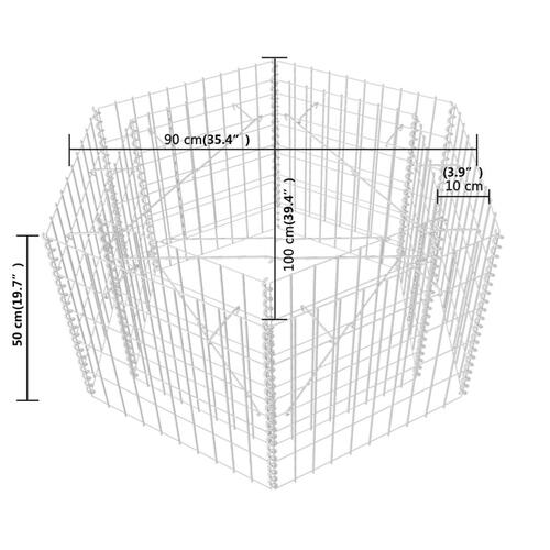 Sekskantet gabion-højbed 100x90x50 cm