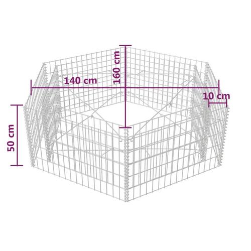 Sekskantet gabion-højbed 160x140x50 cm