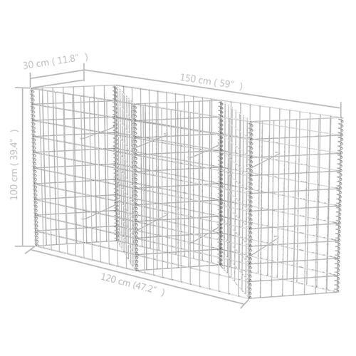 Gabionkurv galvaniseret stål 120 x 30 x 100 cm