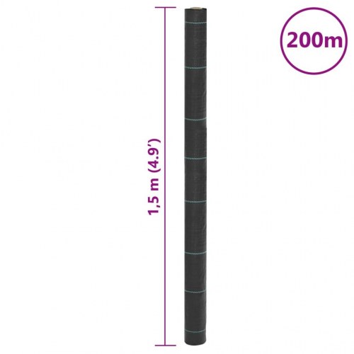 Ukrudtsdug 1,5 × 200 m - sort PP, 60 g/m²
