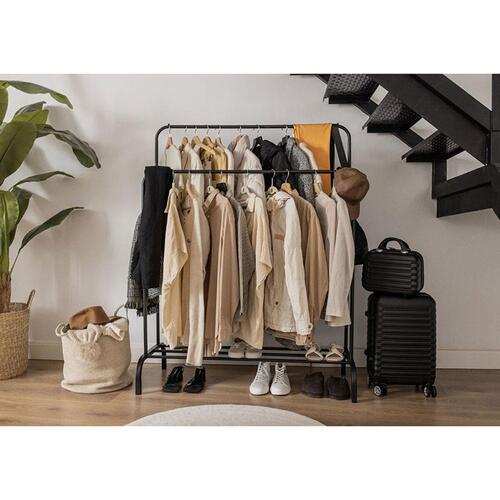 Newlux Hangy Duo 30 tøjstativ med dobbelt stang - sort metal, 115 × 50 × 150 cm