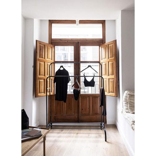 Newlux Hangy Duo 30 tøjstativ med dobbelt stang - sort metal, 115 × 50 × 150 cm