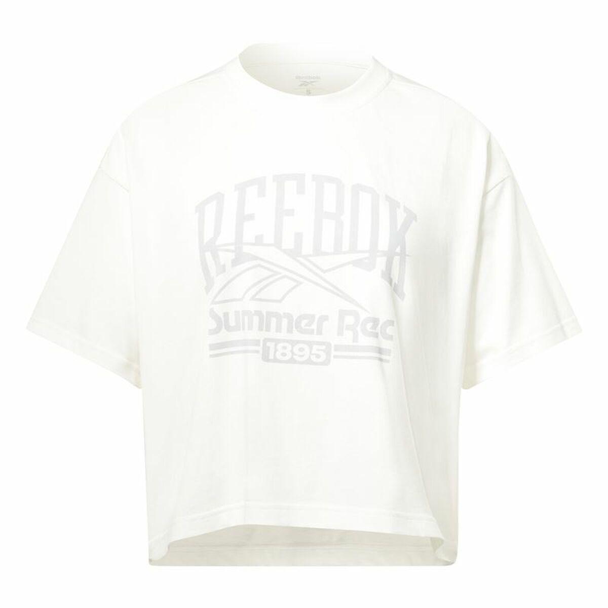 Kortærmet T-shirt til Kvinder Reebok Graphic Logo Hvid L
