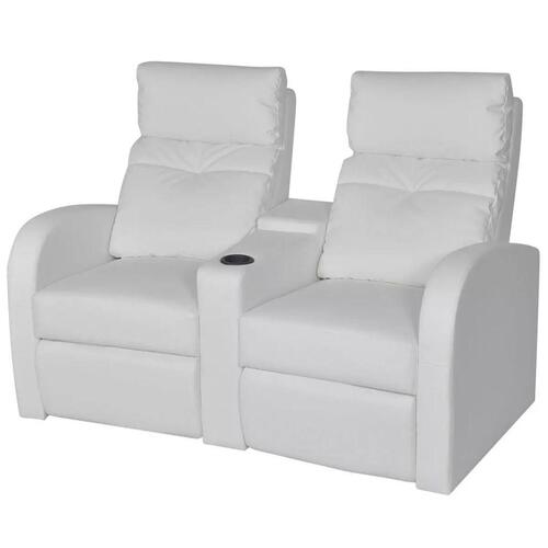 2-personers sofa med LED kunstlæder hvid