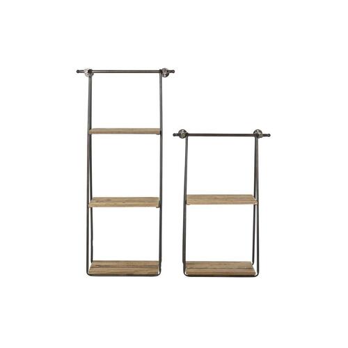 Hylder 2 Dele 42,5 x 20 x 89,5 cm Sort Metal Brun Træ MDF