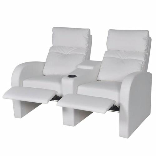 2-personers sofa med LED kunstlæder hvid