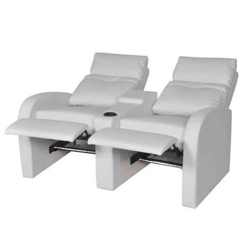 2-personers sofa med LED kunstlæder hvid
