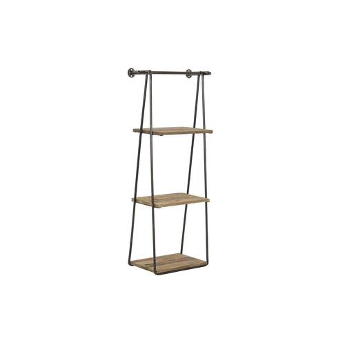 Hylder 2 Dele 42,5 x 20 x 89,5 cm Sort Metal Brun Træ MDF