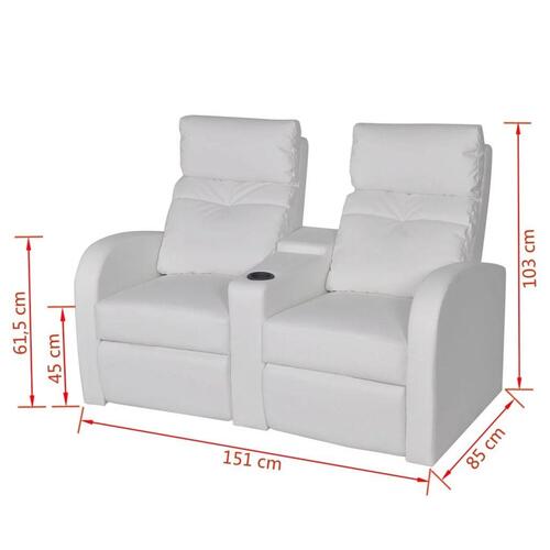 2-personers sofa med LED kunstlæder hvid