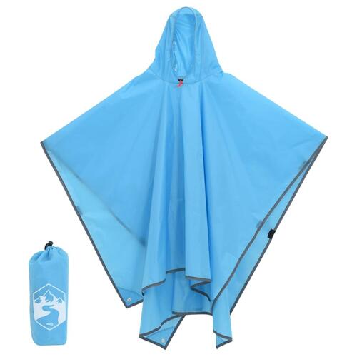 Regnponcho med hætte 223x145 cm 2-i-1 design blå