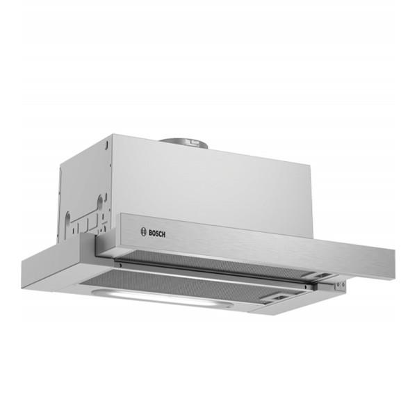 Bosch Hood DFT63AC50 Series 4 Telescopic, Energy efficiency class D, Width 60 cm, 368 m³/h, Mechanical, Silver, LED