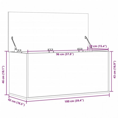Opbevaringsboks 100×42×46 cm i konstrueret træ - grå sonoma-eg