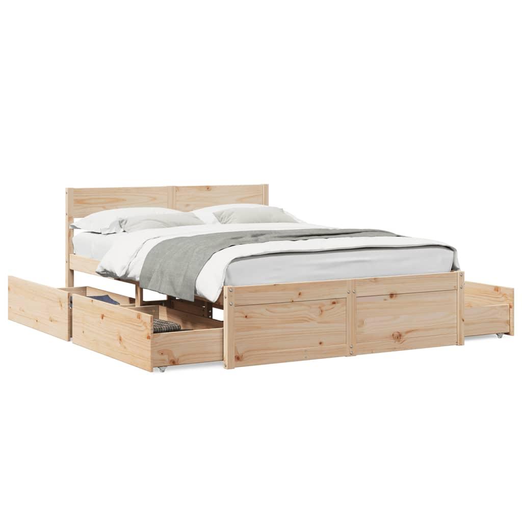 Sengeramme Uden Madras Massivt Fyrretræ - Naturfarvet / 140 x 190 cm
