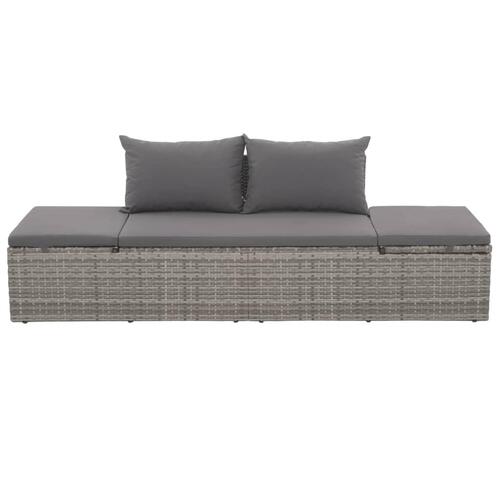 Loungeseng med hynde og puder polyrattan grå