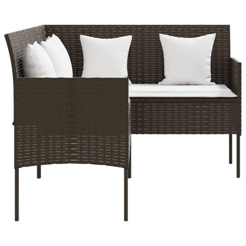 L-formet sofa med hynder polyrattan brun