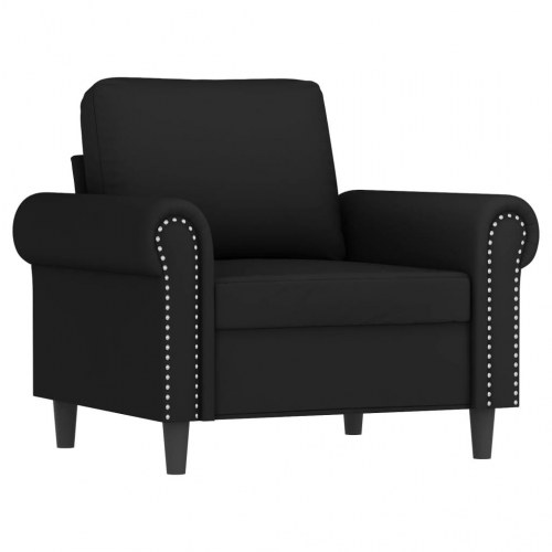 Sofastol med fodskammel i velour - 60 cm, sort