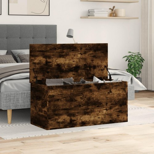 Opbevaringskiste 100×42×46 cm i konstrueret træ - røget egetræsfarve