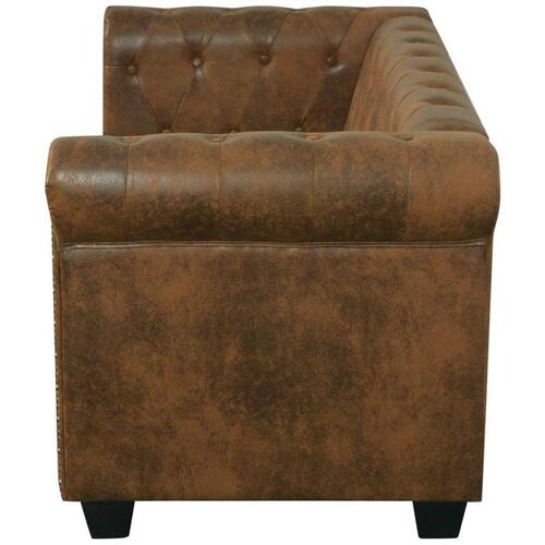 2-personers Chesterfield sofa kunstlæder brun