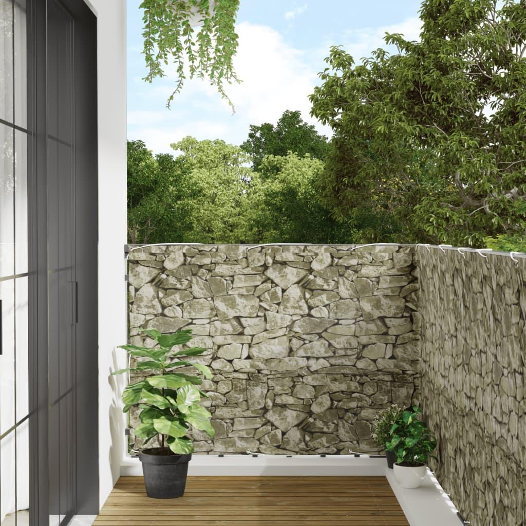 Haveafskærmning 500x120 cm PVC stendesign grå