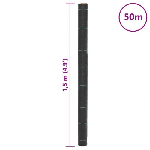 Ukrudtsmembran sort 1,5 × 50 m - PP ukrudtsdug 60 g/m²