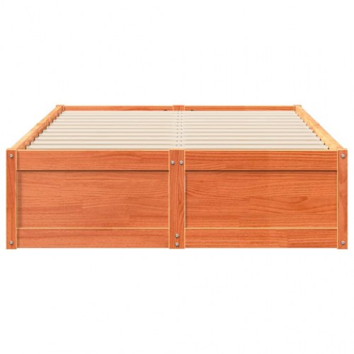 Sengeramme 120 x 200 cm massivt fyrretræ - gyldenbrun