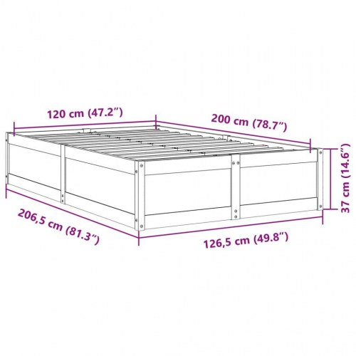 Sengeramme 120 x 200 cm massivt fyrretræ - gyldenbrun