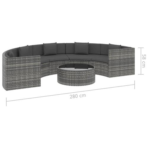 Loungesæt til haven 6 dele med hynder polyrattan grå