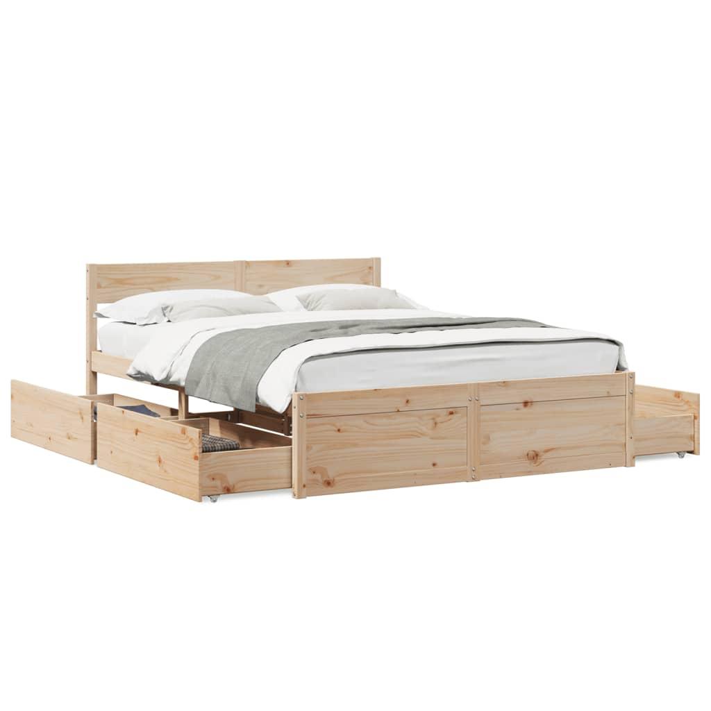 Sengeramme Uden Madras Massivt Fyrretræ - Naturfarvet / 150 x 200 cm
