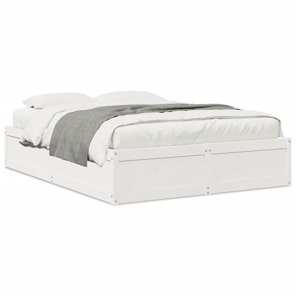 Sengeramme Uden Madras Massivt Fyrretræ - Hvid / 140 x 190 cm
