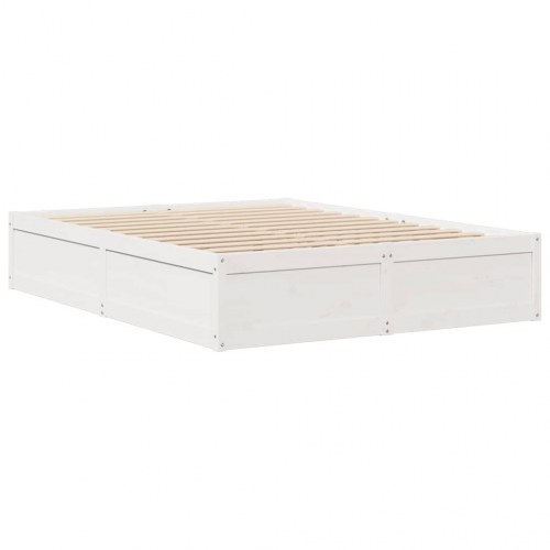 Sengeramme 140 x 190 cm i massivt fyrretræ - hvid