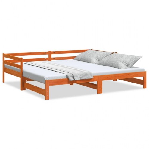 Daybed med udtræk uden madrasser 90 x 190 cm - gyldenbrun