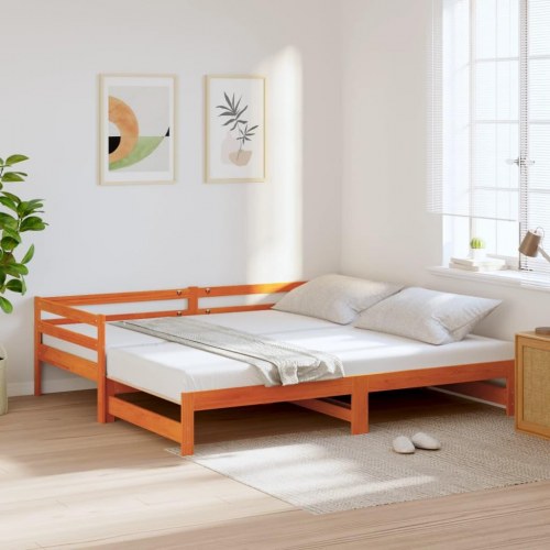 Daybed med udtræk uden madrasser 90 x 190 cm - gyldenbrun