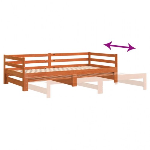 Daybed med udtræk uden madrasser 90 x 190 cm - gyldenbrun