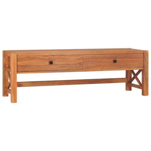 Tv-bord med skuffer 120x40x45 cm massivt teaktræ