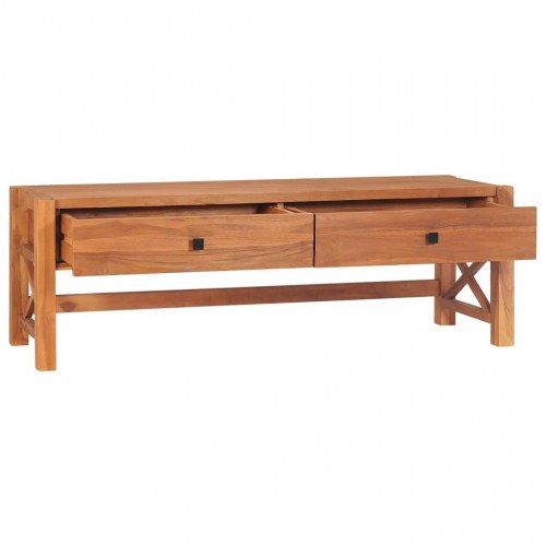 Tv-bord med skuffer 120x40x45 cm massivt teaktræ